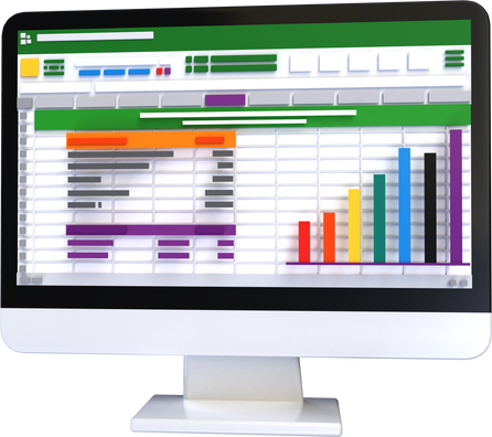 Computer Spreadsheet 3D Illustration